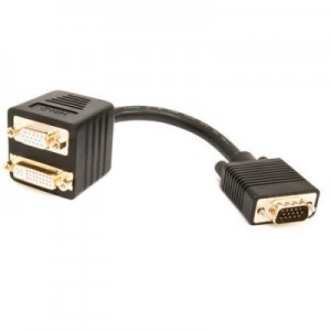 Adaptor VGA tata (Male) - DVI mama (Female) + VGA mama (Female), 0.2M